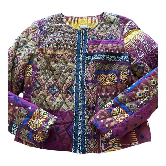 Ruby Rd  Womens Jacket Blazer  Open Front Yellow/Orange/Pink Quilted - Picture 4 of 8